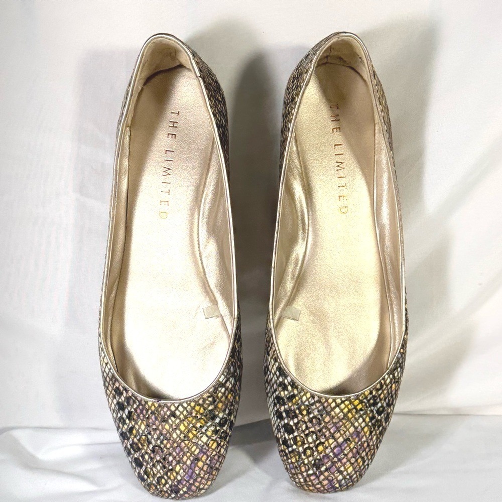 The Limited Women's Neutral Multi-Color Snakeskin metallic Ballet Flat size 9.5 - Picture 2 of 7